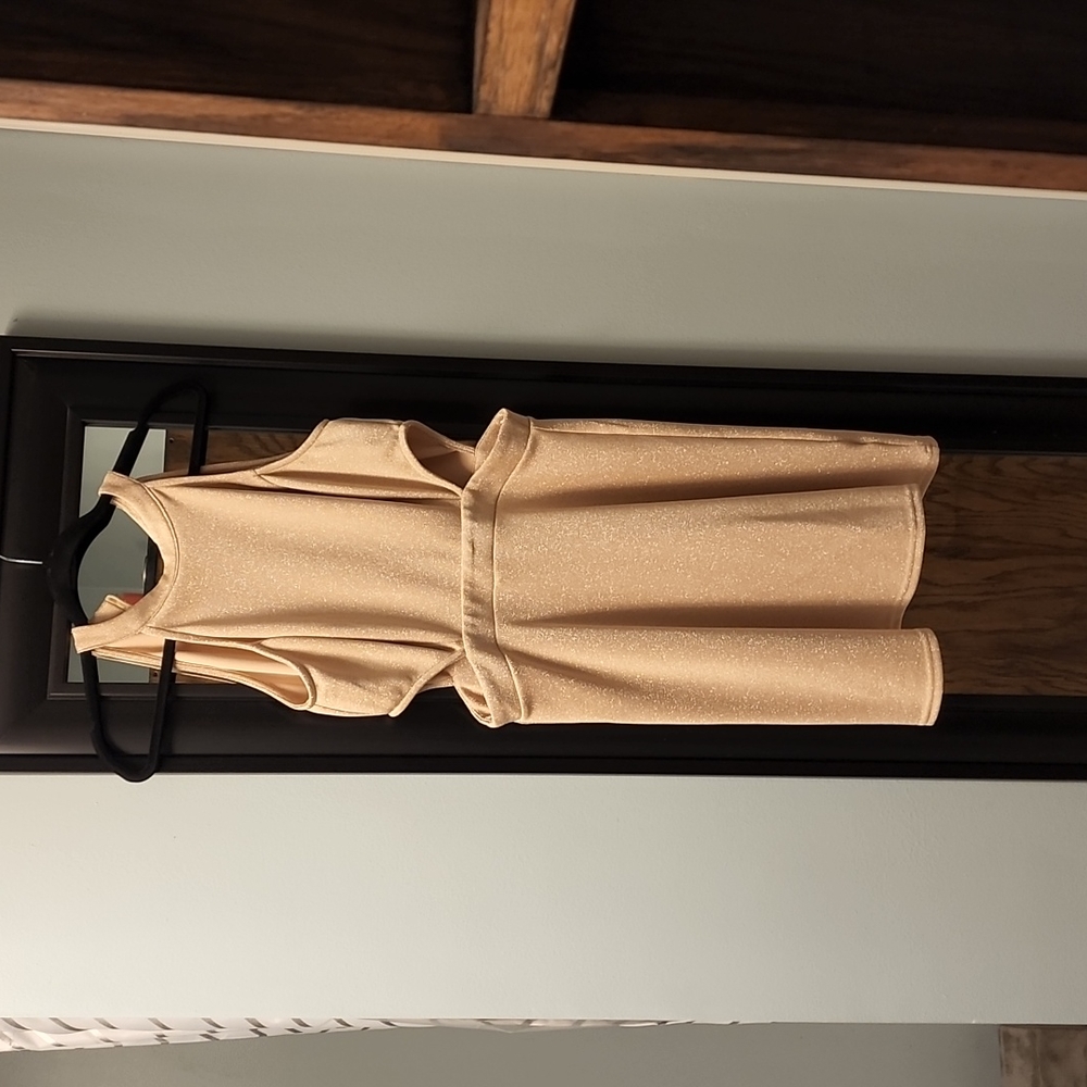Altered state dress with side cut out tan with gold shimer size large